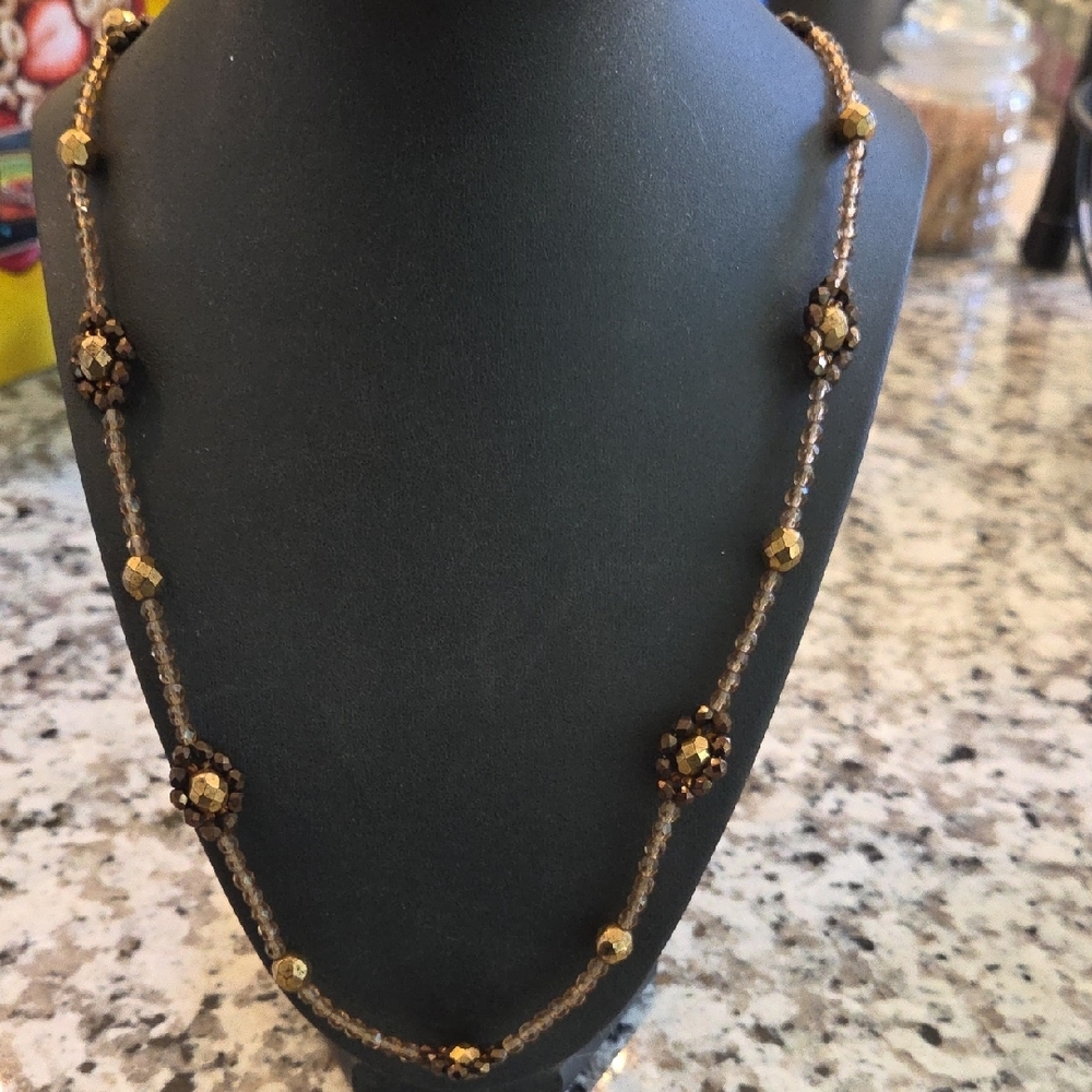 Robert Rose Gold and Brown Beaded Necklace